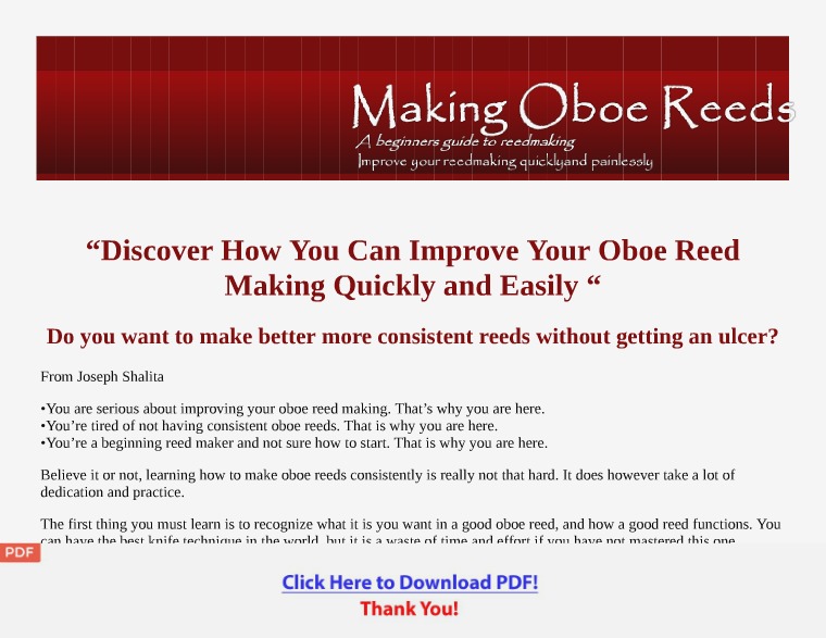 Making Oboe Reeds Ebook [PDF]