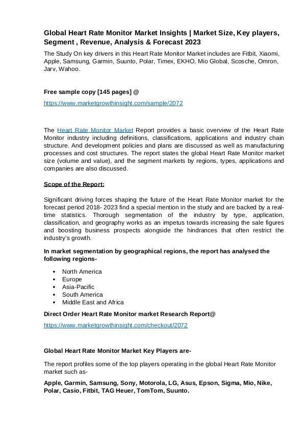 Heart Rate Monitor Market Insights- Market Size, Share, Growth Report Heart Rate Monitor Market Insights