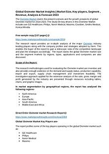 Oximeter market Insights Analysis, Share, Growth & Trends