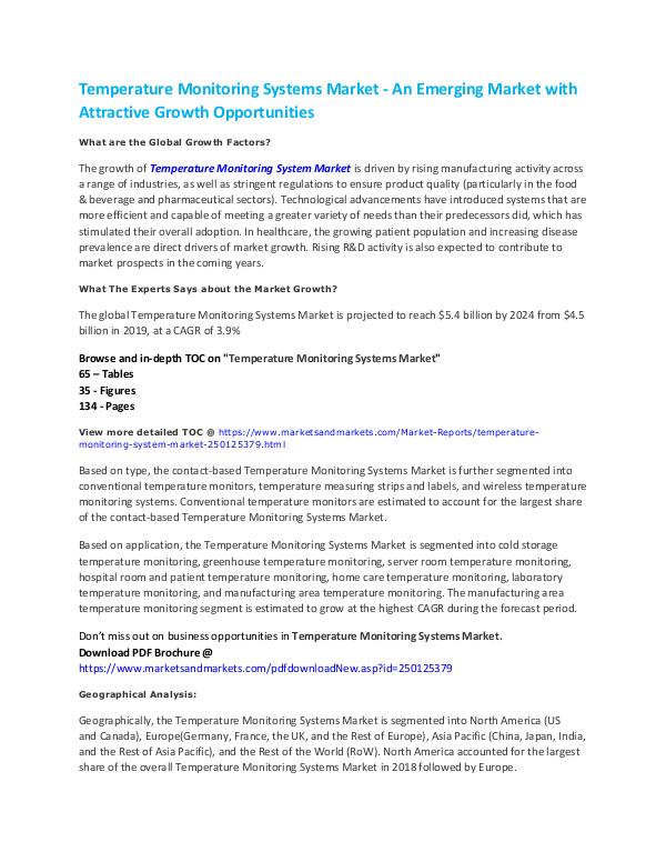 Temperature Monitoring Systems Market Growth