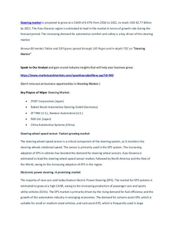 Automotive Steering Market