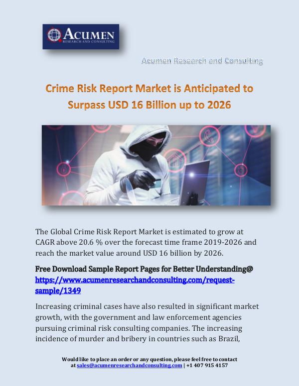 Crime Risk Report Market is Anticipated to Surpass