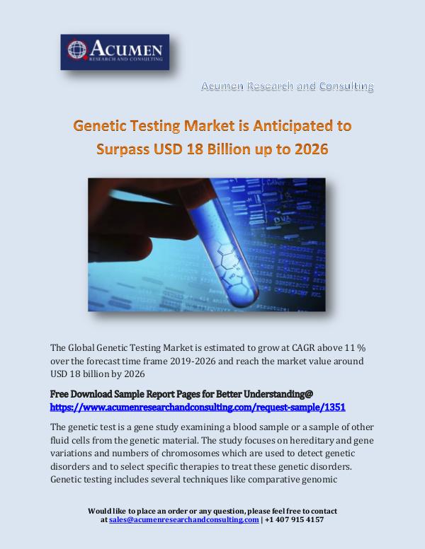 Genetic Testing Market is Anticipated to Surpass U