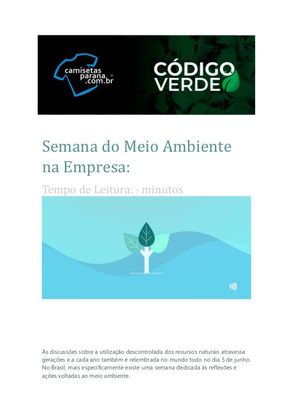 Catálogo de Produtos Camisetas Paraná Semana do Meio Ambiente na Empresa