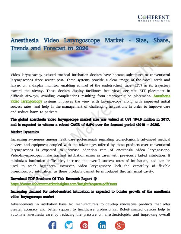 Anesthesia Video Laryngoscope Market