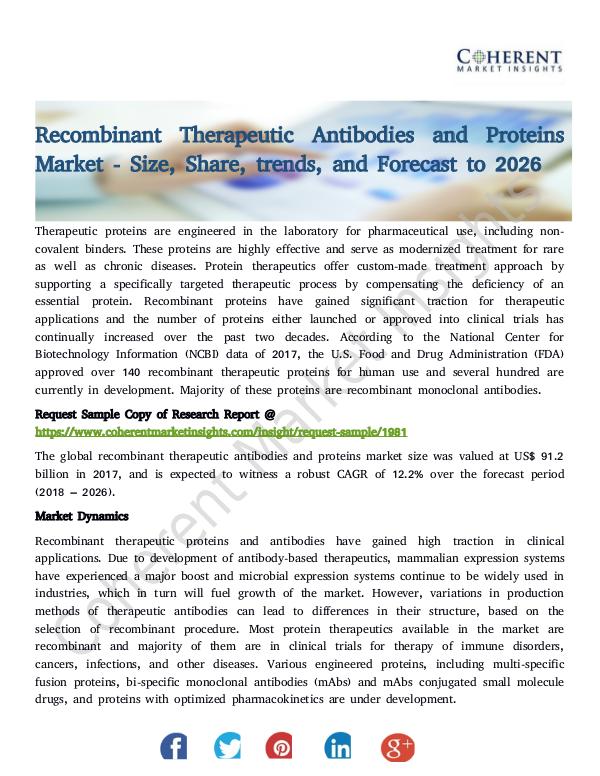 Recombinant Therapeutic Antibodies and Proteins Ma