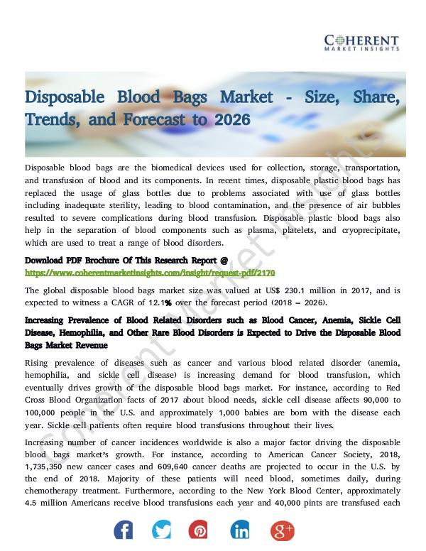 Disposable Blood Bags Market