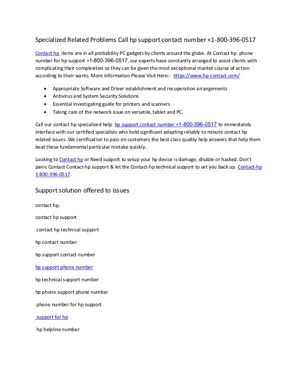 Contact US - Help & Support Specialized Related Problems Call hp support