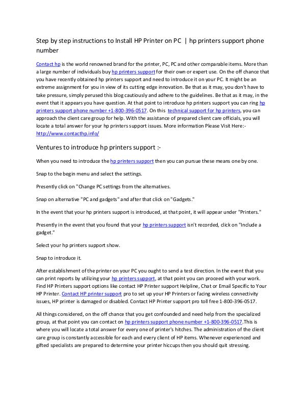 Contact US - HP Printers Support Step by step instructions to Install HP Printer on