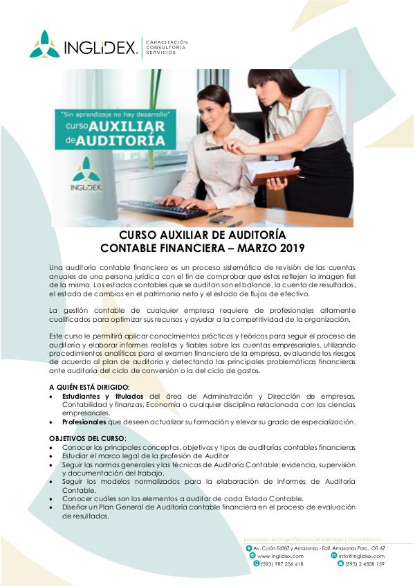 Curso Auxiliar de Auditoría Contable Financiera Curso Auxiliar Auditoria Contable