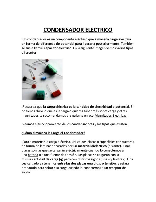 Condensadores, tipos y diodos Darwin