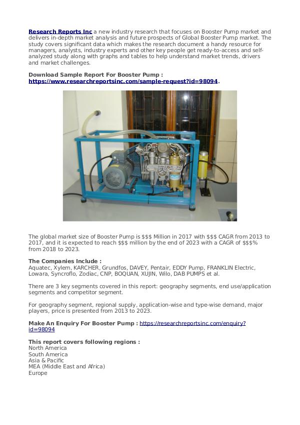 Booster Pump Market Report