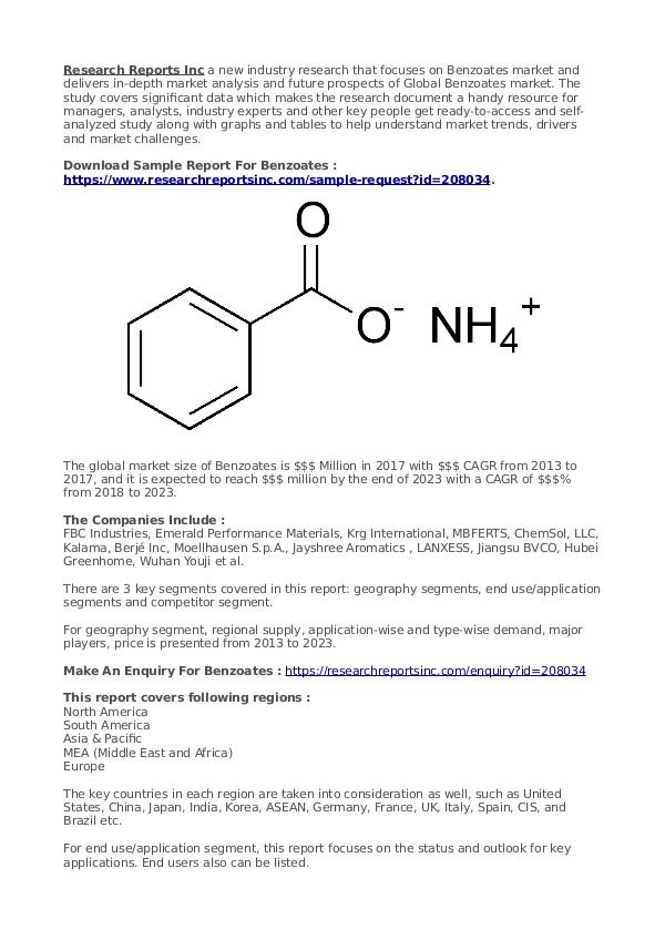 Business Research Reports 2019 Benzoates