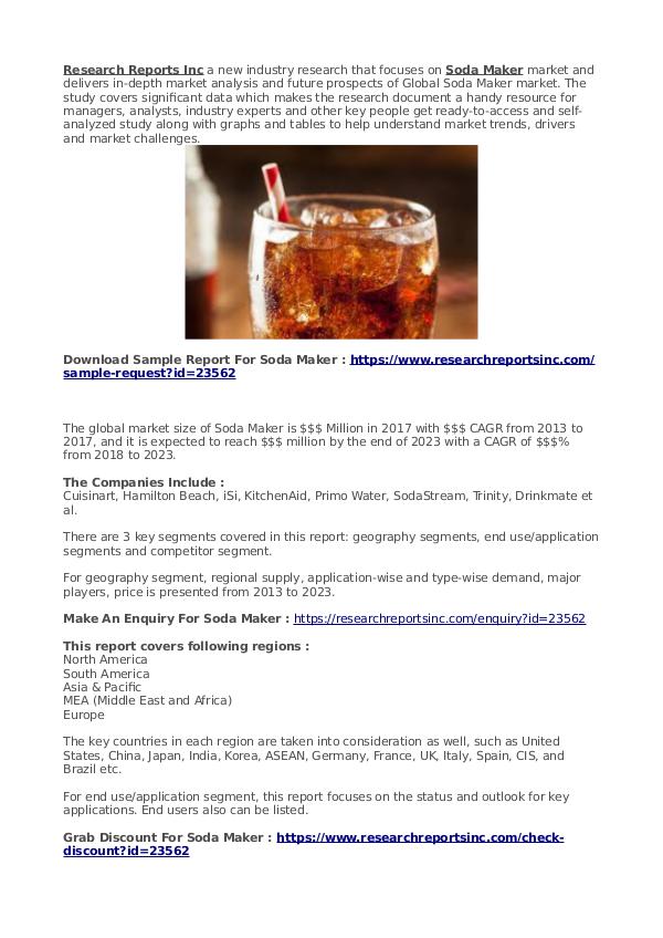 Business Research Reports 2019 Soda Maker