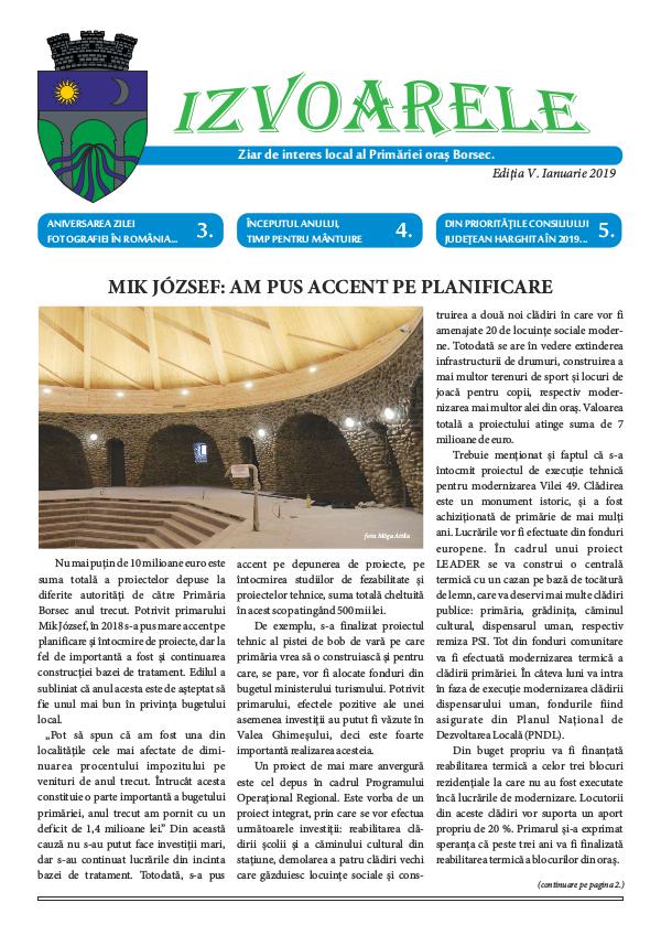 Revista Izvoarele, ianuarie 2019.