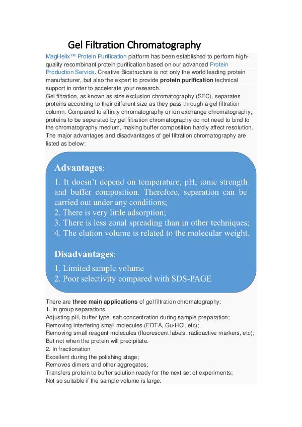 advantages and disadvantages of gel filtration chromatography 5