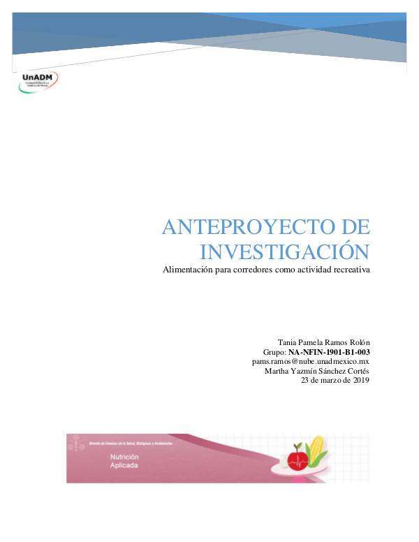 Alimentación para corredores como actividad recreativa FIN_U5_EA_TARR_anteproyectodeinvestigacion