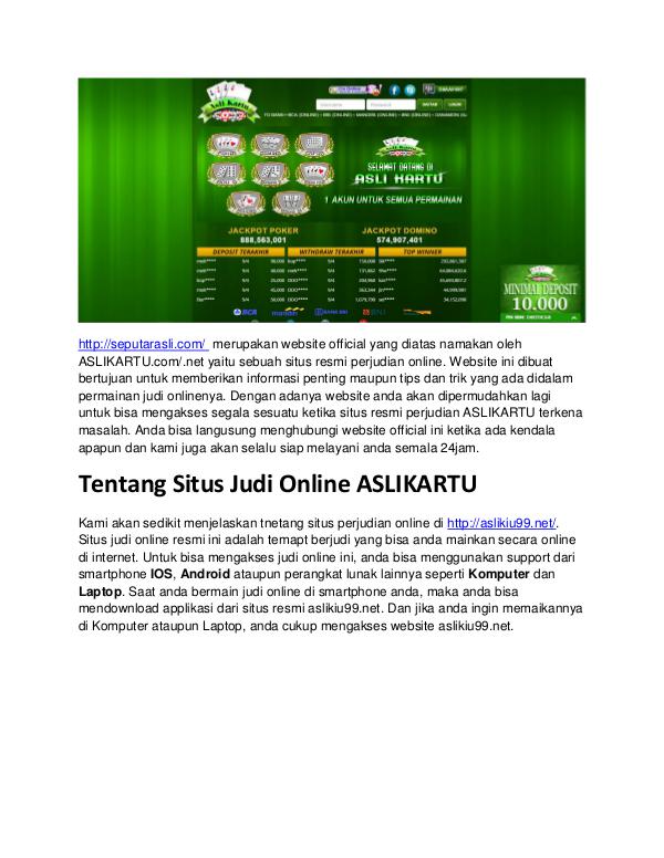 ASLIKARTU main agen domino 99, mudah menang agen domino 99 online aslikiu99.net