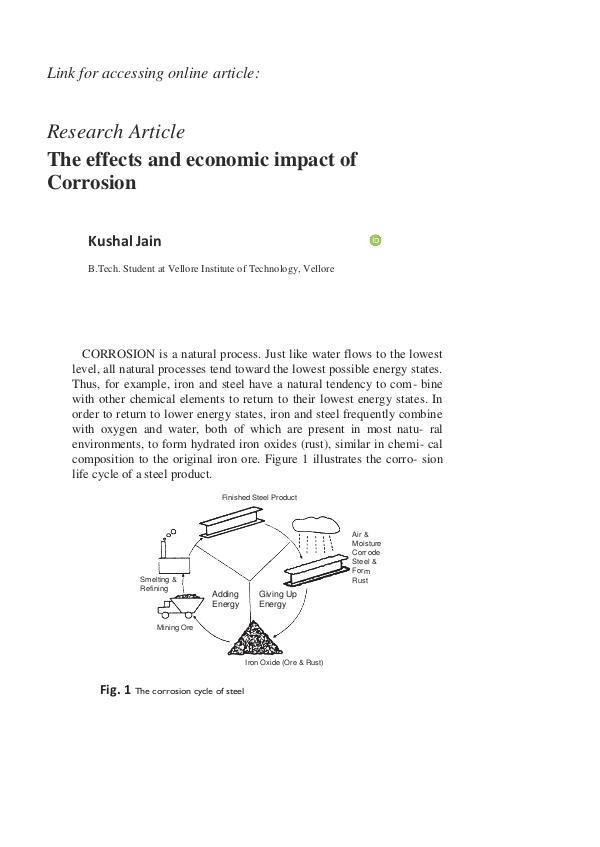 Corrosion Science Chemistry Research Article