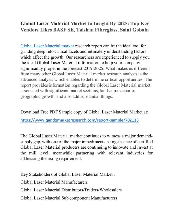 Global Laser Material Market share, Forecast and trends to 2025 Global Laser Material Market