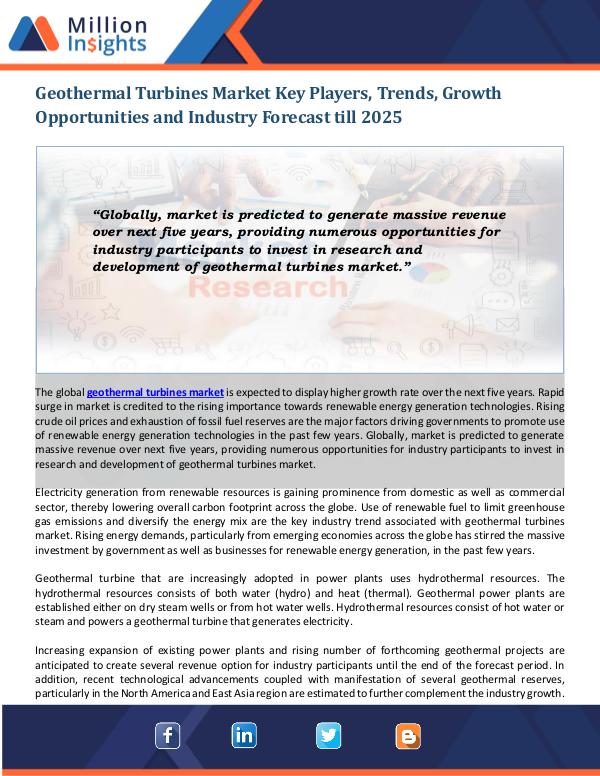 Geothermal Turbines Market Geothermal Turbines Market