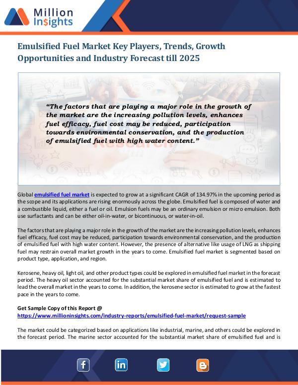 Emulsified Fuel Market Emulsified Fuel Market