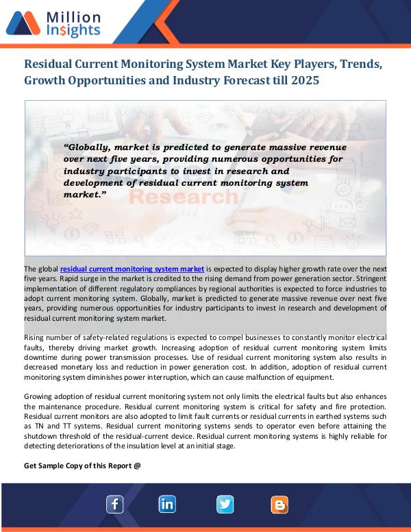 Residual Current Monitoring System Market Residual Current Monitoring System Market