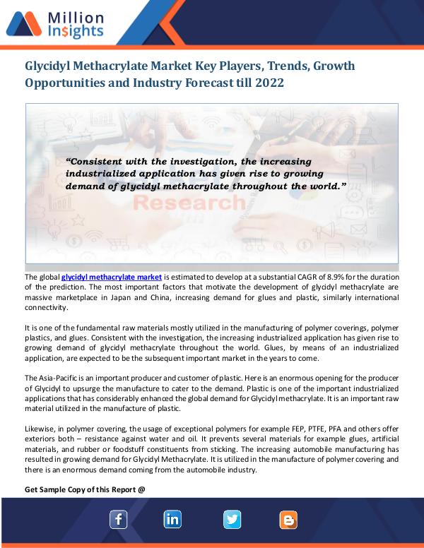 Glycidyl Methacrylate Market Glycidyl Methacrylate Market