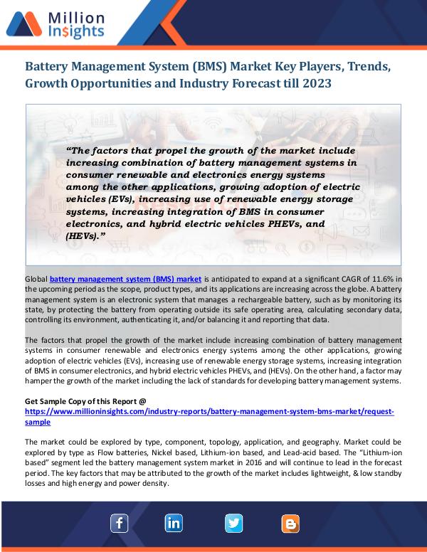 Battery Management System (BMS) Market Battery Management System (BMS) Market