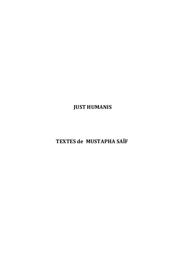 JUST HUMANIS Just Humanis Mustapha SAIF