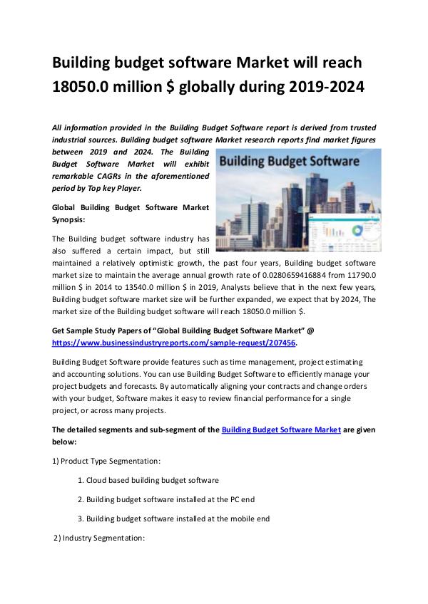 Building budget software Market 2019-2024