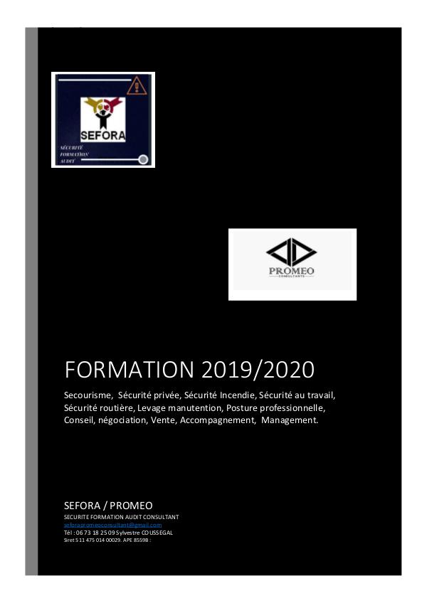 CATALOGUE DES FORMATIONS SEFORA PROMEO2