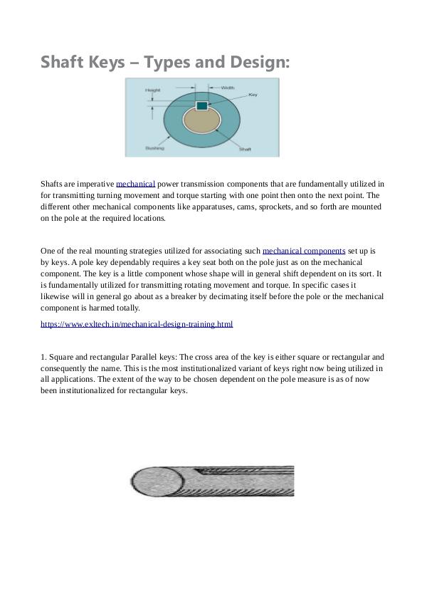 Shaft Keys – Types and Design Shaft Keys – Types and Design