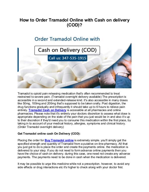 How to Order Tramadol Online with Cash on delivery