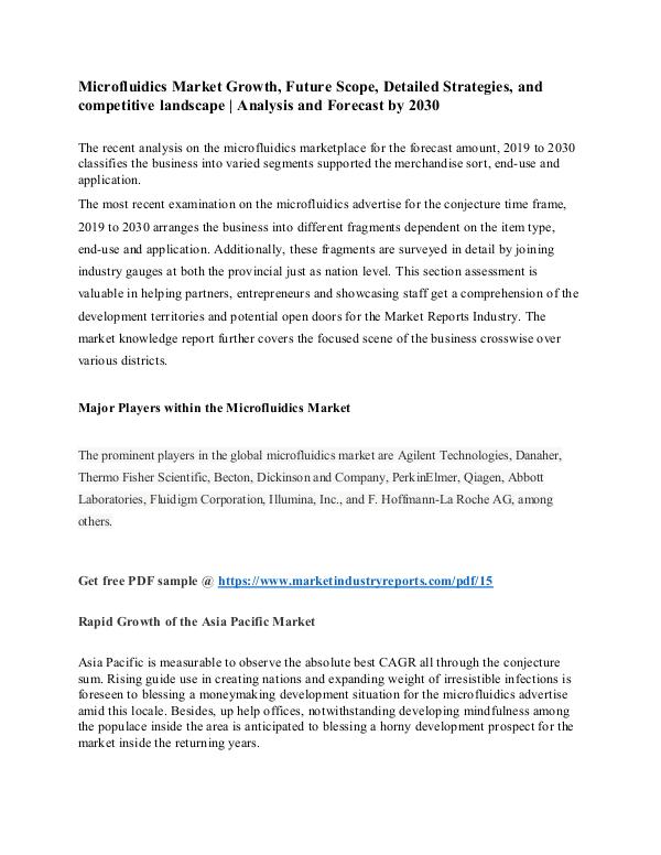 Microfluidics Market Growth