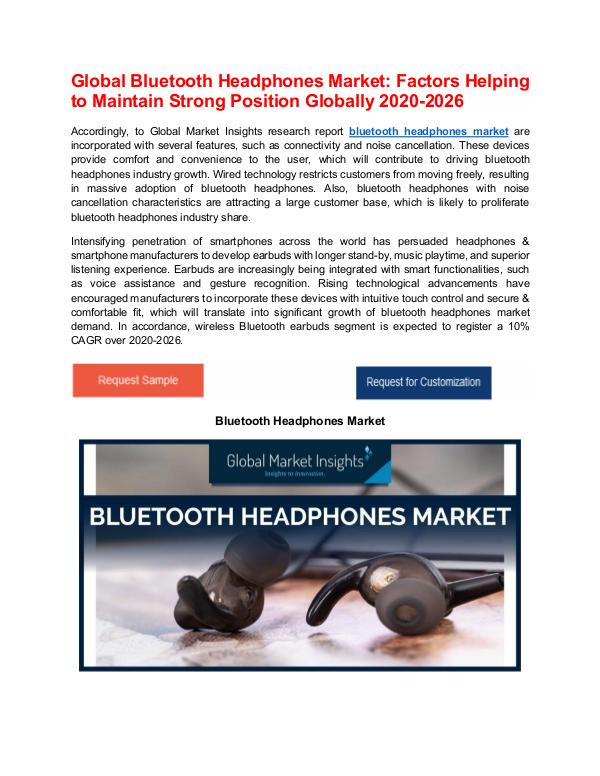 Global Bluetooth Headphones Market: High-growth Regions to Expand Geo Bluetooth Headphones Market - PDF