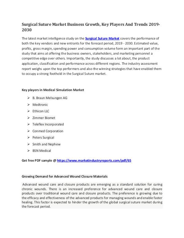 MIR Surgical Suture Market Business Growth, Key Player