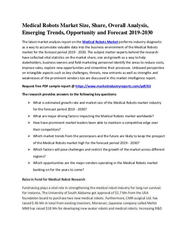 MIR Medical Robots Market Overall Analysis