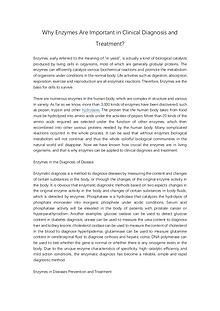 Why Enzymes Are Important in Clinical Diagnosis and Treatment?