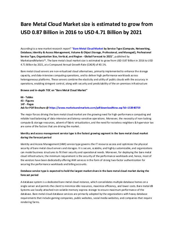 Information Communication and Technology Reports Bare Metal Cloud Market