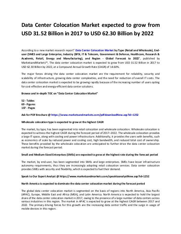 Information Communication and Technology Reports Data Center Colocation Market