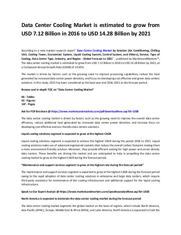 Data Center Cooling Market