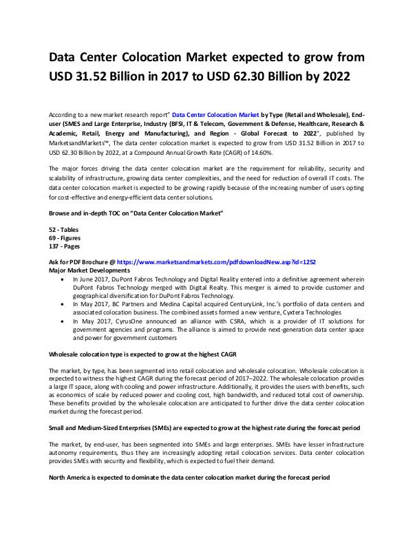 Information Communication and Technology Reports Data Center Colocation Industry Research Report