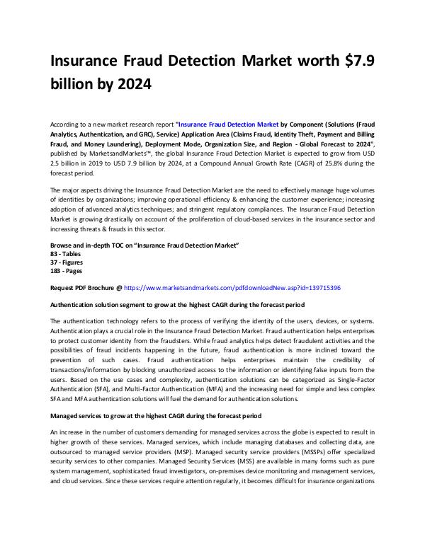 Insurance Fraud Detection Market Report