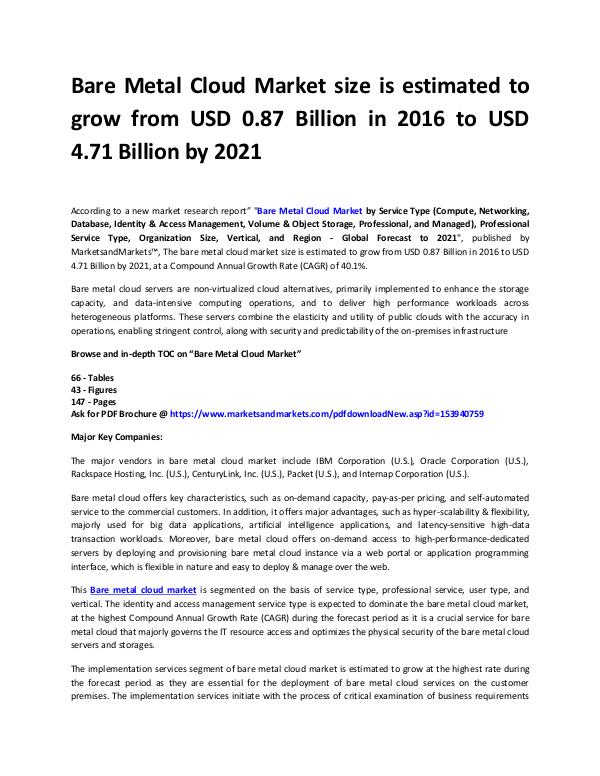 Information Communication and Technology Reports Bare Metal Cloud Industry Research