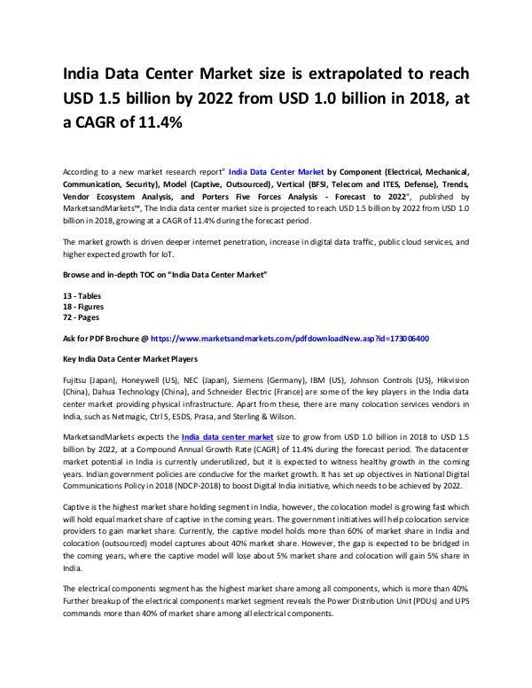 Information Communication and Technology Reports India Data Center