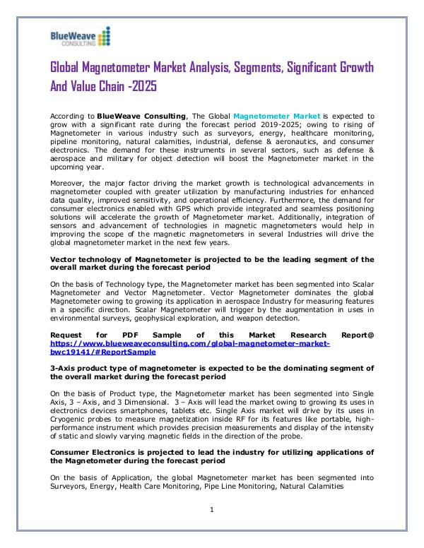 Global Magnetometer Market 2019 Magnetometer Market