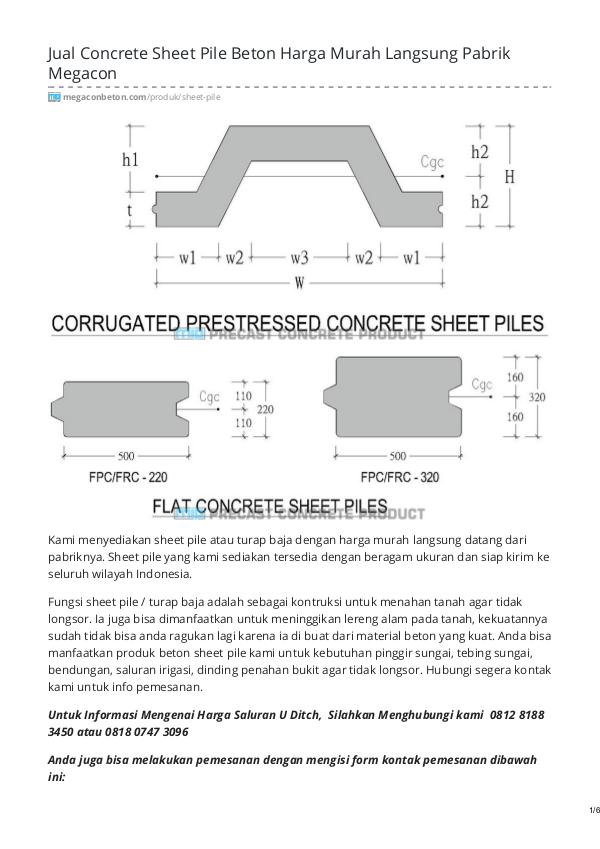 Distributor & Supplier Beton Pracetak - MegaconBeton.com Sheet Pile