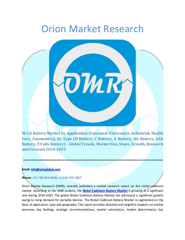 Nickel Cadmium Battery Market