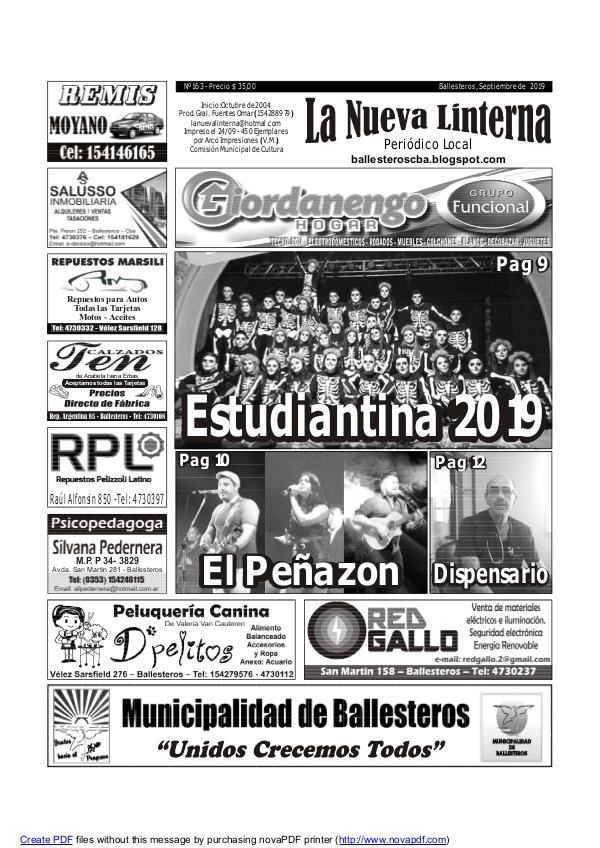 LA NUEVA LINTERNA  - EDICIÓN 163 - SEPTIEMBRE 2019 EDICIÓN 163 - SEPTIEMBRE 2019